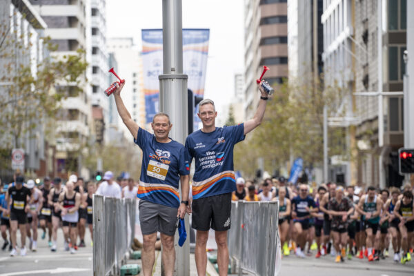 City to Surf starting line with Premier Roger Cook and Peter McNally