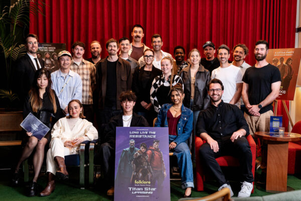 Folklore Murder Mystery Events event photo with full group of attendees and founder Mike Drysdale.